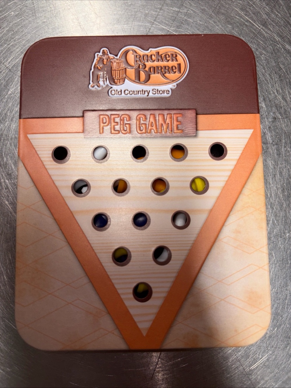 Cracker Barrel Peg Game In Tin Box Complete Set. Portable. Great for travel fun.